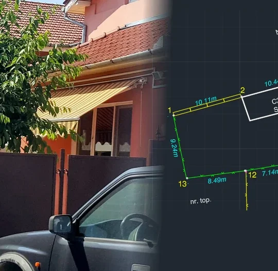 Preț cadastru — măsurători topografice cu stația totală și planul cadastral rezultat, la o casă din Timișoara