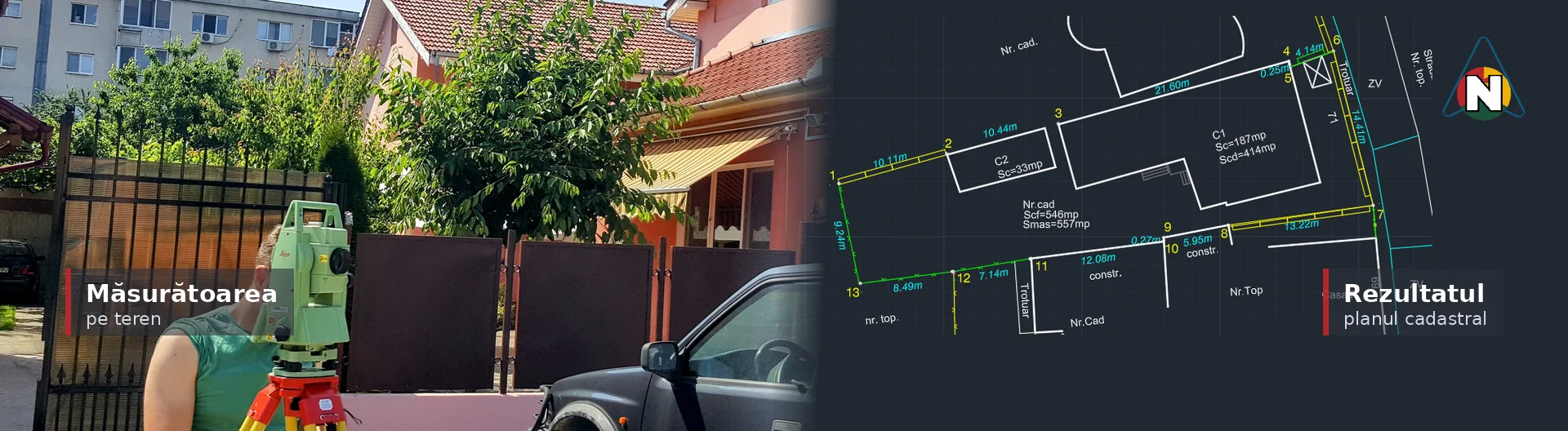 Preț Cadastru — Măsurători Topografice Cu Stația Totală Și Planul Cadastral Rezultat, La O Casă Din Timișoara