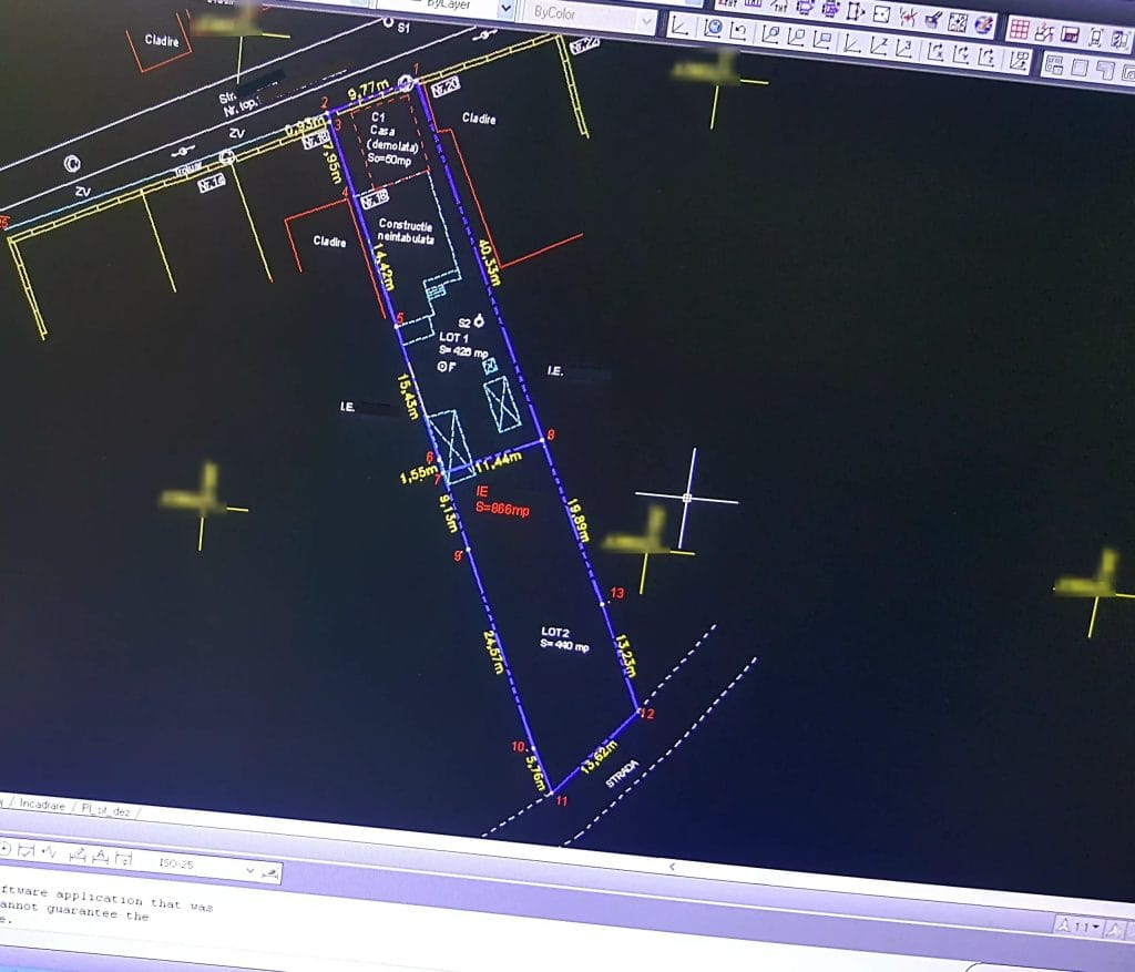 Plan de dezmembrare în lucru pe calculator, pentru avizul OCPI