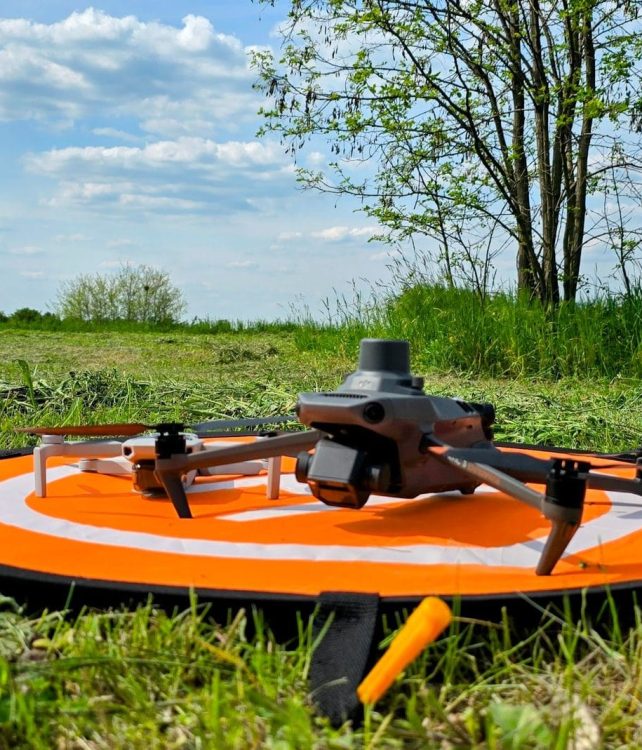 Dronă DJI pregătită de zbor fotogrametric — măsurători cu drona, Map Design Timișoara